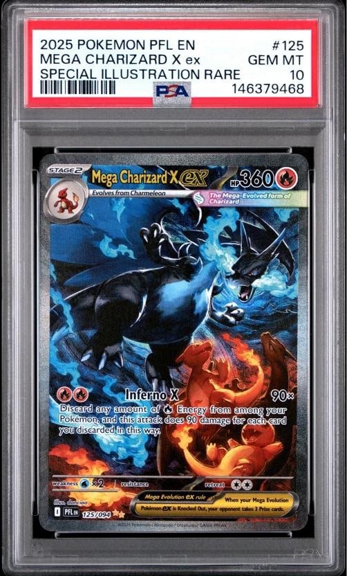 2025 POKEMON PFL EN-PHANTASMAL FLAMES #125 MEGA CHARIZARD X EX PSA 10 (1 of 2)
