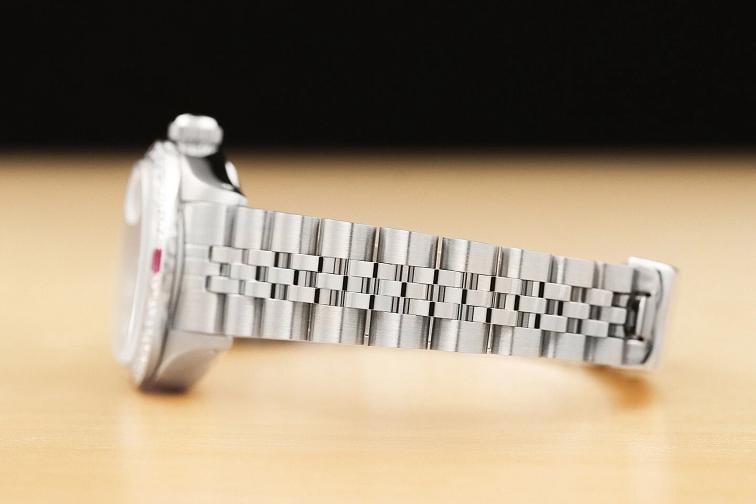 LADIES ROLEX DATE PINK RUBY DIAMOND 18K WHITE GOLD STAINLESS STEEL WATCH - 5