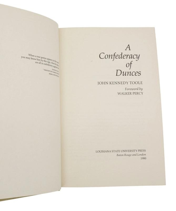 Confederacy of Dunces ~ by JOHN KENNEDY TOOLE ~ First Edition 1st Printing 1980 - 7