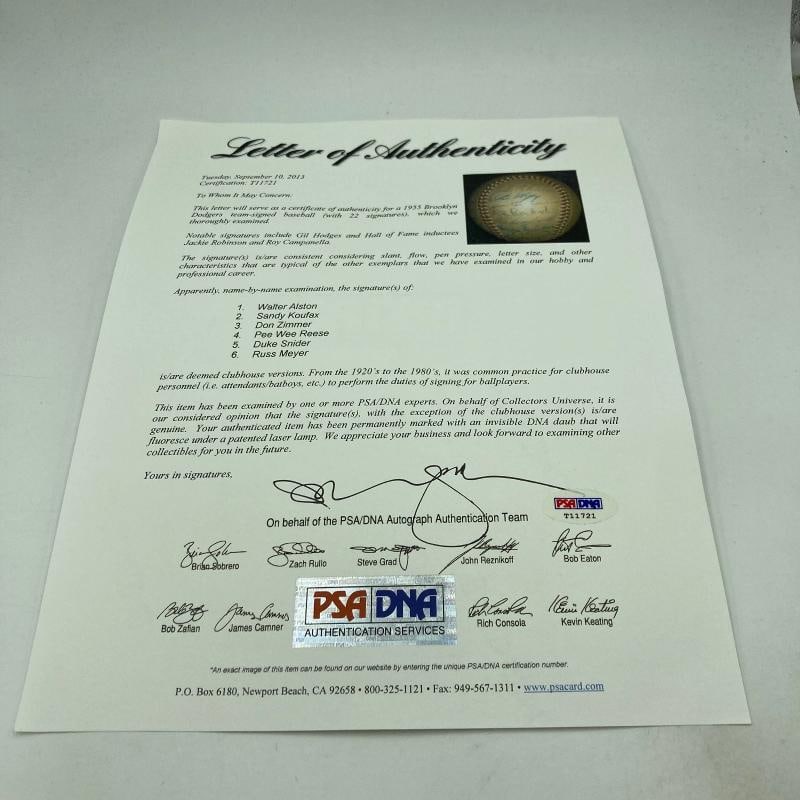 1955 Brooklyn Dodgers W.S. Champs Team Signed Baseball Jackie Robinson PSA DNA - 10