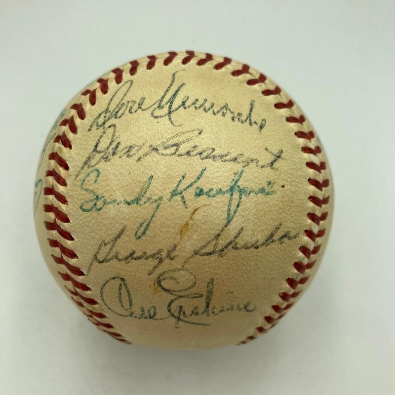 1955 Brooklyn Dodgers W.S. Champs Team Signed Baseball Jackie Robinson PSA DNA - 3