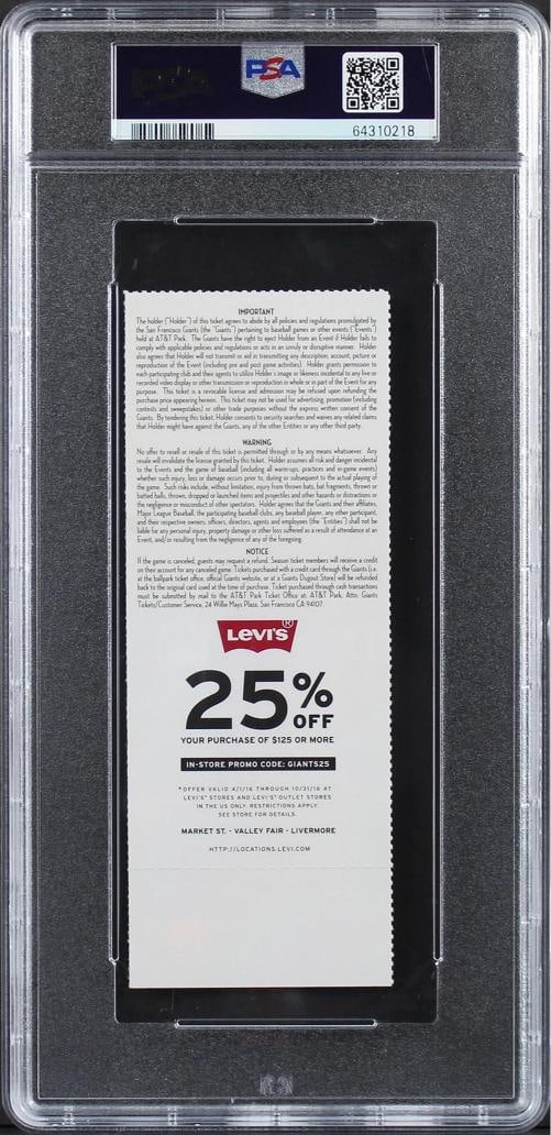 Dodgers Vin Scully Signed Final Game Full Ticket Stub (PSA 8 AUTO 10) - 2