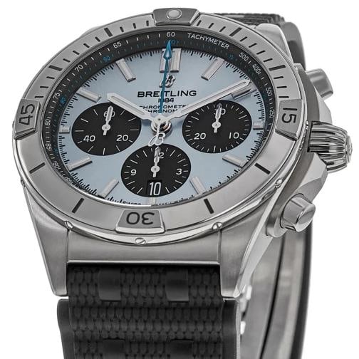 Breitling Chronomat B01 42 Ice Blue Dial Rubber Men's Watch - 2