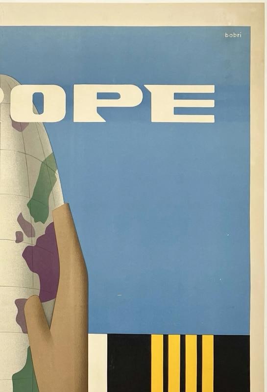 Original Vintage Poster EUROPE PAN AM New York Airline Travel Tourism LINEN - 3