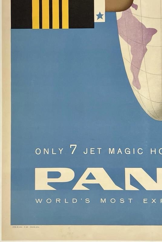 Original Vintage Poster EUROPE PAN AM New York Airline Travel Tourism LINEN - 4