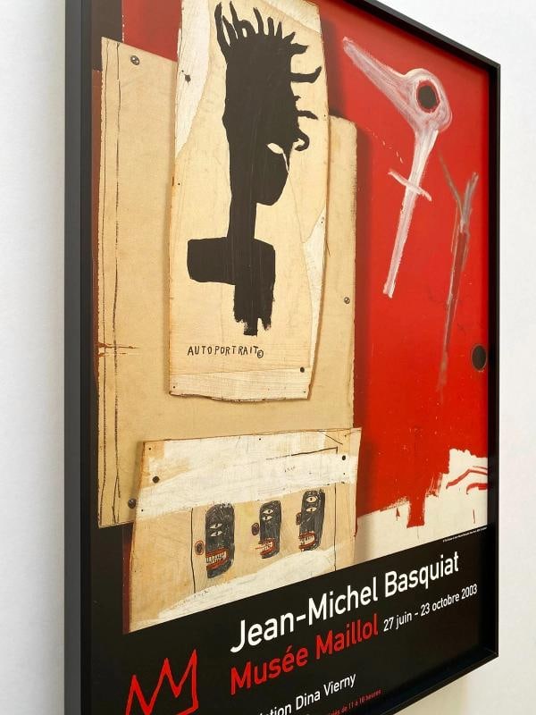 JEAN MICHEL BASQUIAT RARE 2003 FRAMED PARIS EXHIBITION POSTER 1985~(15 7/8" W X 22 7/8" H X 1 3/8... - 7
