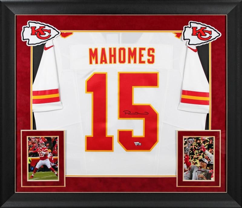 Patrick Mahomes Signed Custom Framed Kansas City Chiefs Jersey (Fanatics) (1 of 2)