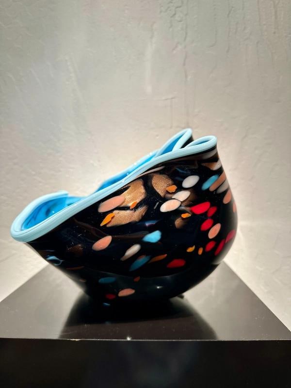Dan LaChaussee Signed Hand Blown Glass Bowl~(6"H x 12"L x 9"W) - 2