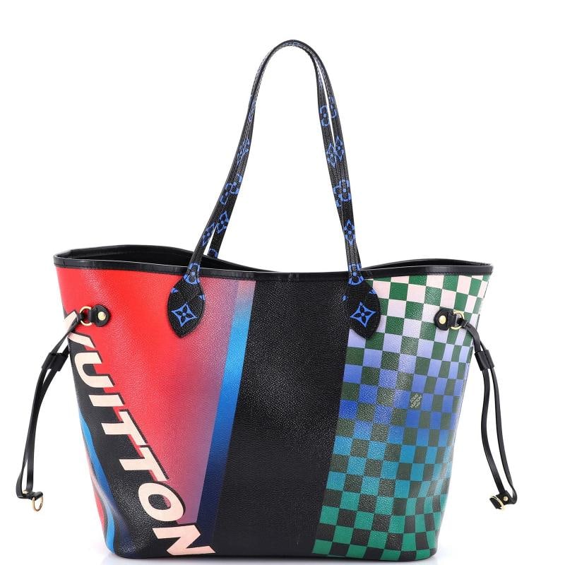 Louis Vuitton Neverfull NM Tote Limited Edition Race Print Canvas MM: Accessories: Pochette, Dust Bag Measurements: Height 11", Width 12", Depth 7". Condition: Pre-owned - Good,Brand: Louis Vuitton,Exterior Material: Canvas Coated,Style: Totes,Exterior Color: