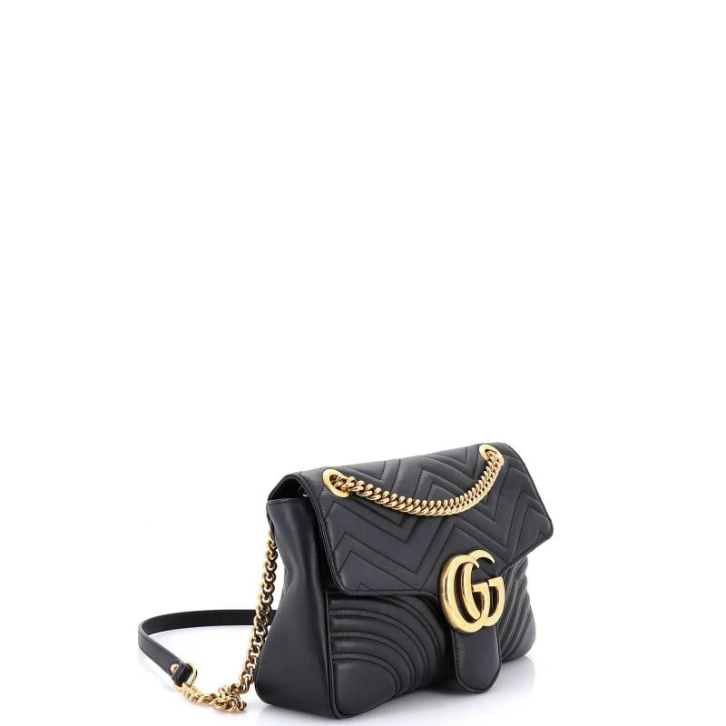 Gucci GG Marmont Flap Bag Matelasse Leather Medium: Condition: Pre-owned - Good,Brand: Gucci,Exterior Material: Leather,Style: Shoulder Bags,Exterior Color: Black,Department: Women,Size: Medium,Accessories: Dust Bag 