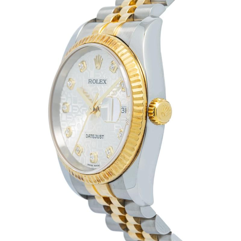 Rolex Datejust 116233 Jubilee 18k TwoTone Factory Silver Diamond Dial Watch 36mm - 3