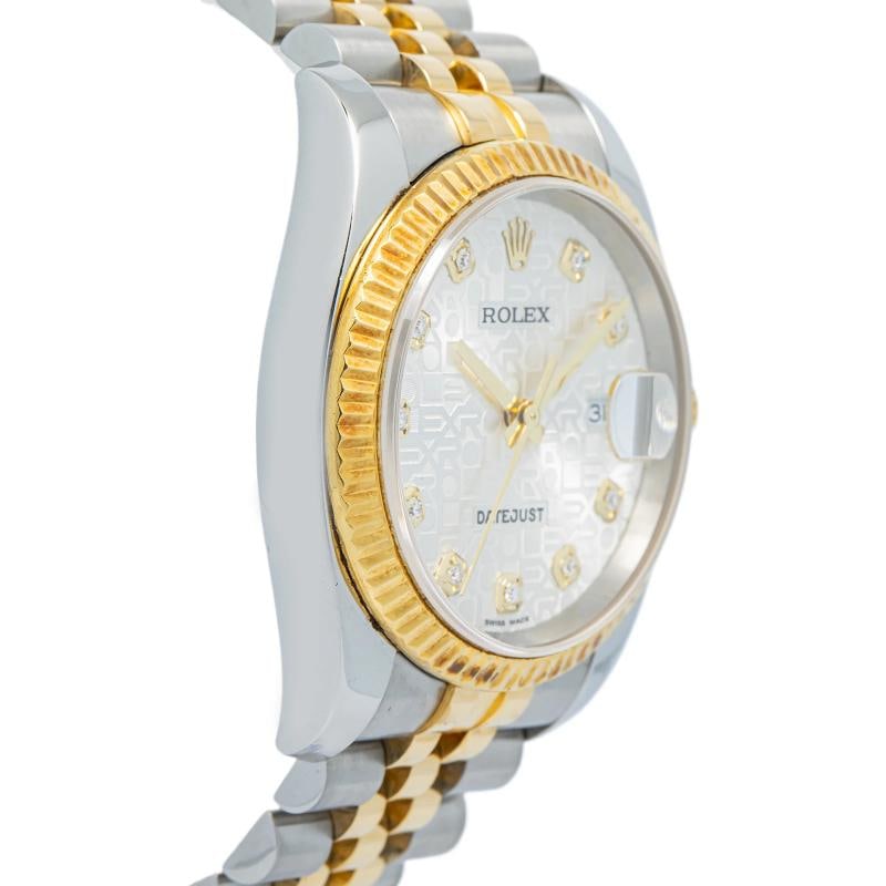 Rolex Datejust 116233 Jubilee 18k TwoTone Factory Silver Diamond Dial Watch 36mm - 4