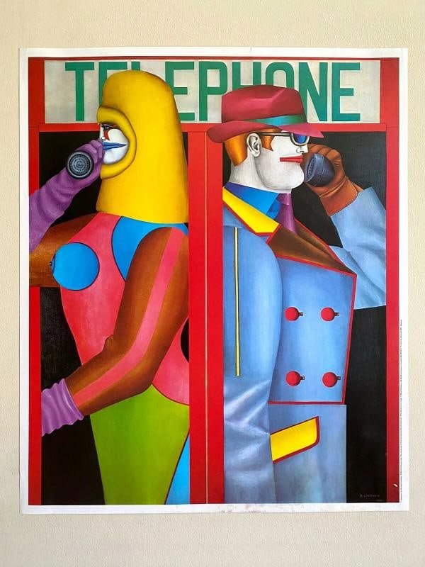 RICHARD LINDNER RARE 1980 LITHOGRAPH PRINT POP ART EXHBT POSTER "TELEPHONE" 1966 - 2