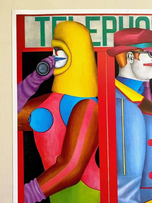RICHARD LINDNER RARE 1980 LITHOGRAPH PRINT POP ART EXHBT POSTER "TELEPHONE" 1966 - 5