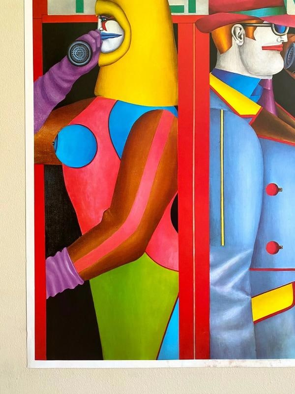 RICHARD LINDNER RARE 1980 LITHOGRAPH PRINT POP ART EXHBT POSTER "TELEPHONE" 1966 - 7
