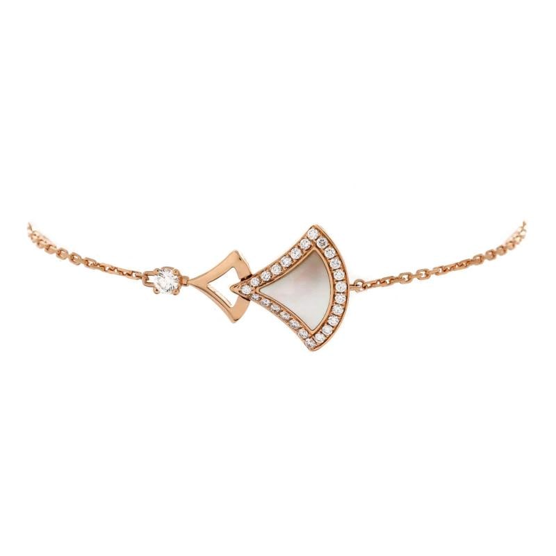 Bvlgari Divas' Dream Double Bracelet 18K Rose Gold with Mother of Pearl: Condition: Pre-owned - Good,Brand: Bvlgari,Main Stone: Unknown,Metal: 18K Rose Gold,Metal Purity: 18K,Style: Bracelet,Type: Bracelet,Color: Rose Gold,Material: 18K Rose Gold, Diamond, Mother Of Pearl