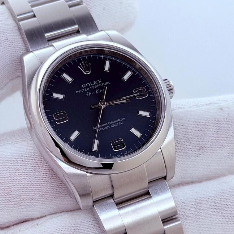 Rolex Oyster Perpetual Air King 114200 34mm Blue Dial Stainless Steel Box Papers - 12