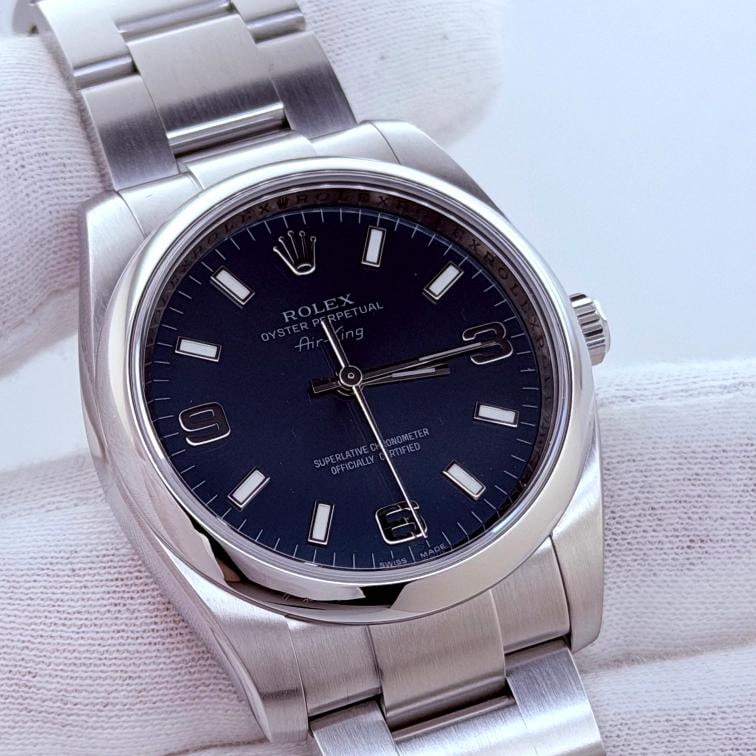 Rolex Oyster Perpetual Air King 114200 34mm Blue Dial Stainless Steel Box Papers - 5