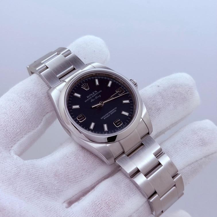 Rolex Oyster Perpetual Air King 114200 34mm Blue Dial Stainless Steel Box Papers - 8