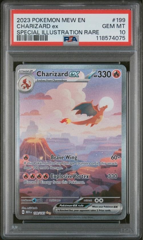 2023 POKEMON MEW EN-151 SPECIAL ILLUSTRATION RARE #199 CHARIZARD EX PSA 10 (1 of 2)