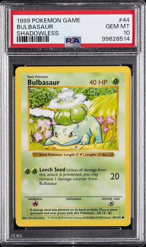 1999 POKEMON BASE SET SHADOWLESS #44 BULBASAUR PSA 10 (1 of 2)