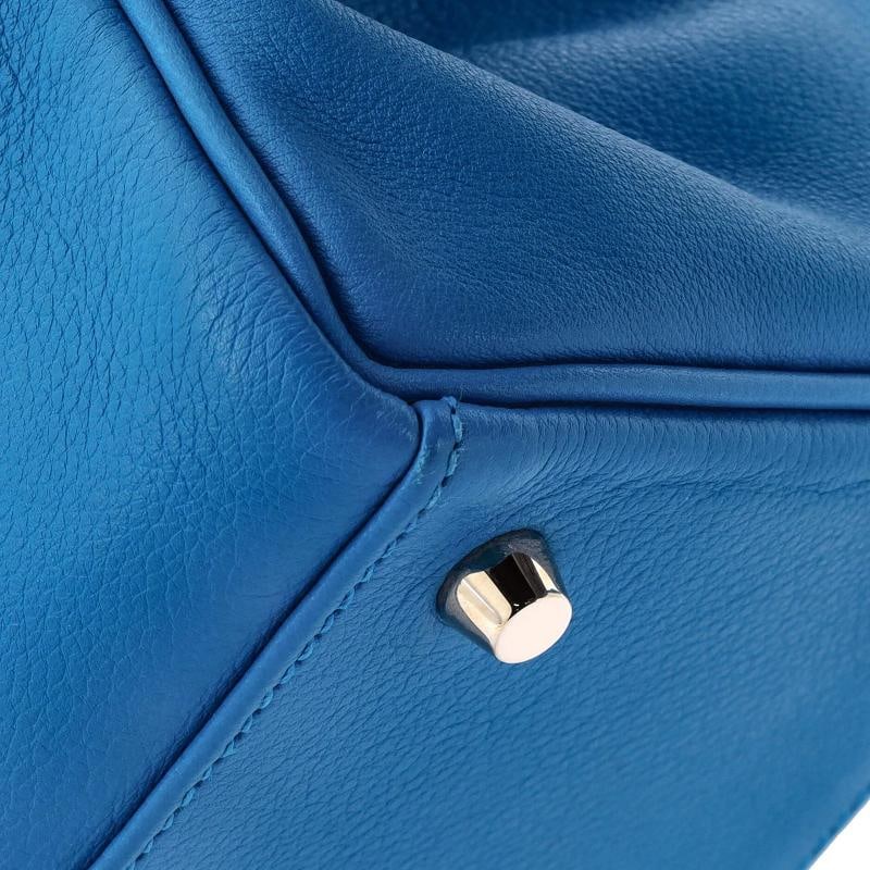 Hermes Kelly Handbag Blue Evercolor with Gold Hardware 28 - 7