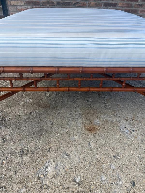 RARE!! EJ Victor for Ralph Lauren Bamboo Upholstered Cocktail Table Ottoman - 12