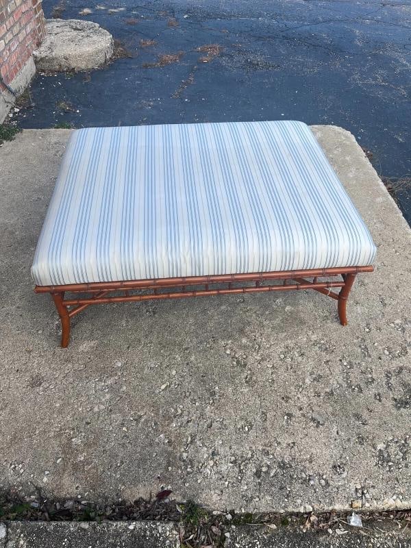 RARE!! EJ Victor for Ralph Lauren Bamboo Upholstered Cocktail Table Ottoman - 2