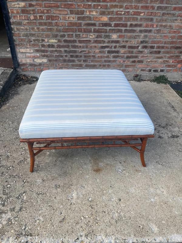 RARE!! EJ Victor for Ralph Lauren Bamboo Upholstered Cocktail Table Ottoman - 3