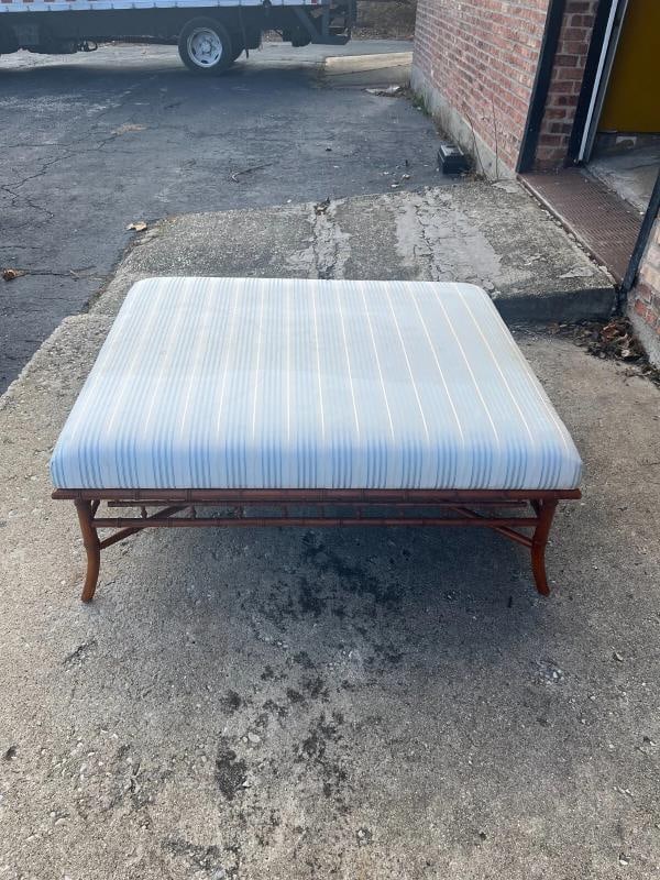 RARE!! EJ Victor for Ralph Lauren Bamboo Upholstered Cocktail Table Ottoman - 4