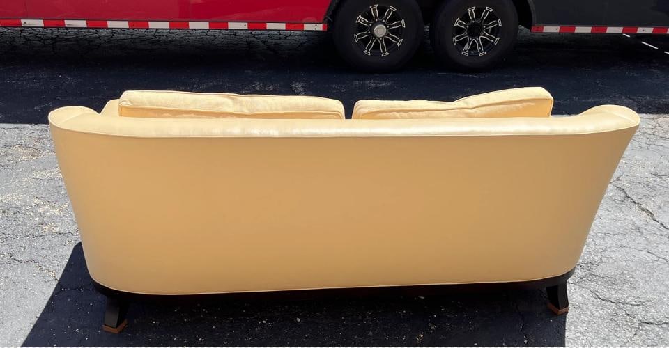 Baker Furniture Laura Kirar 'NEUE" Loveseat in Leather and Linen - 2