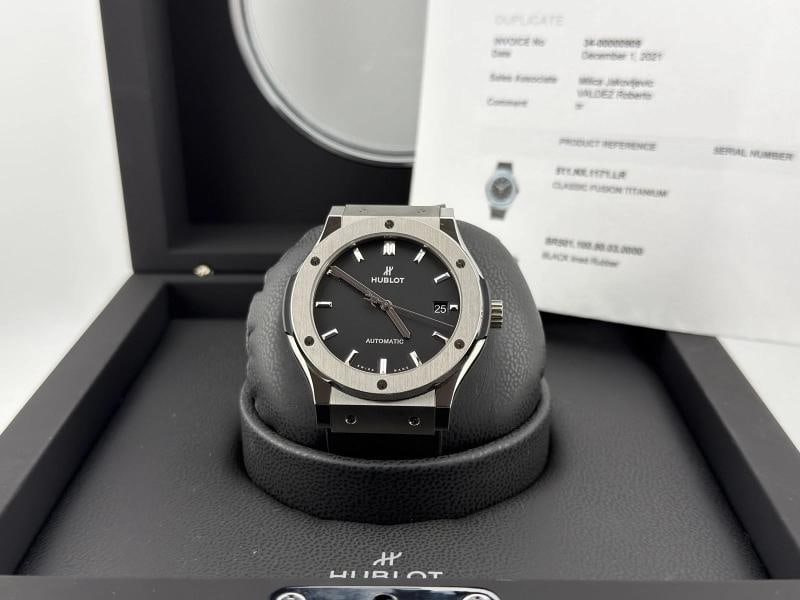 Hublot Classic Fusion 511.NX.1171.LR 45mm Black Dial Titanium Box Receipt - 13