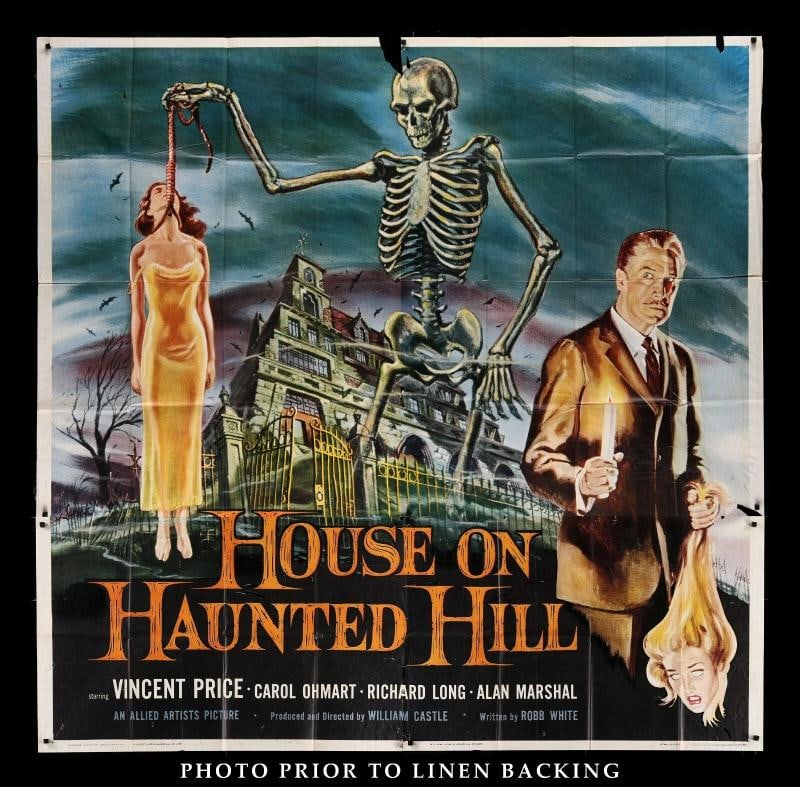 HOUSE ON HAUNTED HILL HUGE 81"x81" SIX SHEET HORROR MOVIE POSTER 1959 - 2