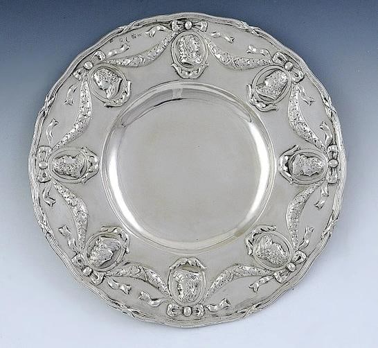 Antique c1890 German 800 Silver Louis XV Style Medallion Dish/Plate 8.25" (1 of 4)