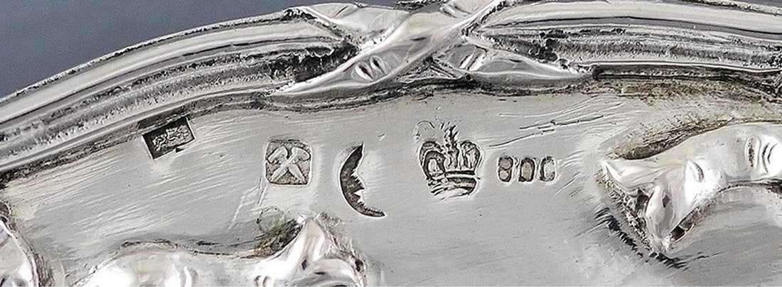 Antique c1890 German 800 Silver Louis XV Style Medallion Dish/Plate 8.25" - 3