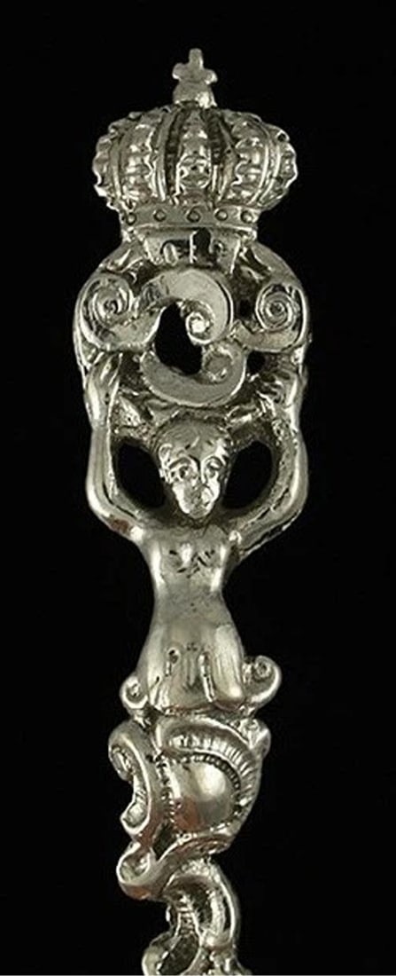 13 Antique c1900 German 800 Silver Wolf Knell Coffee Tea Spoons 5 3/4" - 2