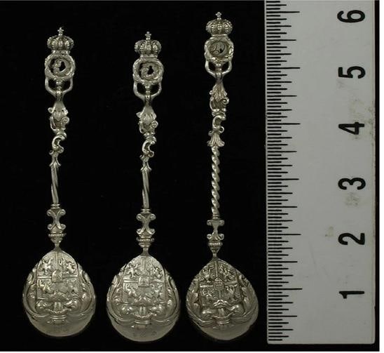 13 Antique c1900 German 800 Silver Wolf Knell Coffee Tea Spoons 5 3/4" - 4