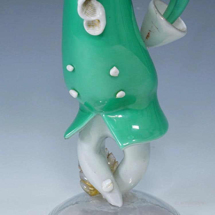 Vintage Murano Art Glass Sculpture of a Venetian Carnivalist, Seguso ca. 1940s - 7