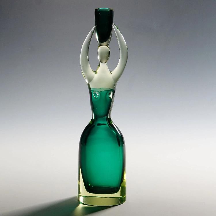 Large Cenedese Sommerso Glas Candle Stick, Murano 1970s - 2