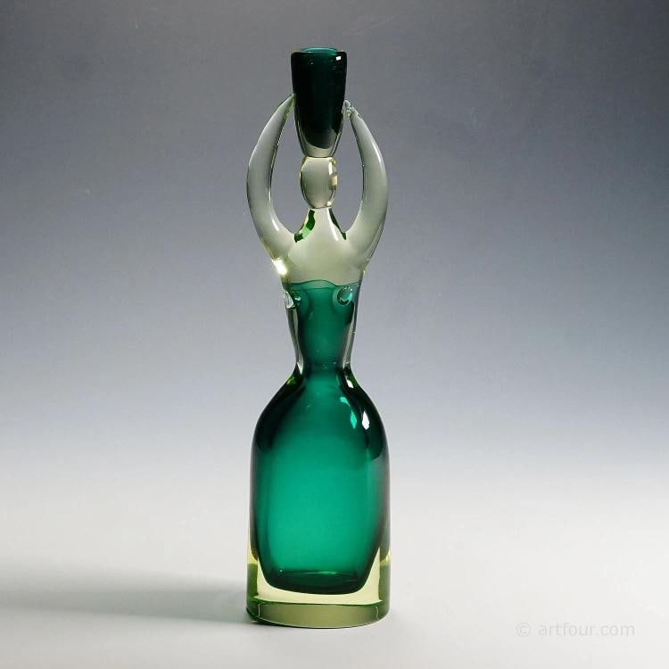 Large Cenedese Sommerso Glas Candle Stick, Murano 1970s - 4