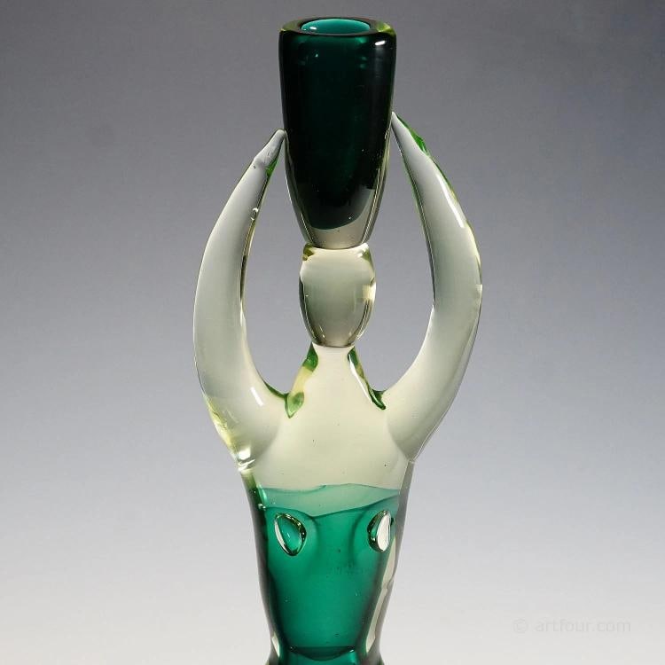 Large Cenedese Sommerso Glas Candle Stick, Murano 1970s - 6