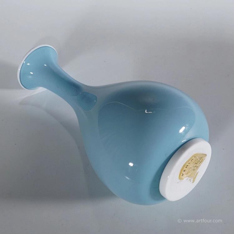 Tomaso Buzzi for Venini Vase in Light Blue and Lattimo Glass ca. 1933 - 4