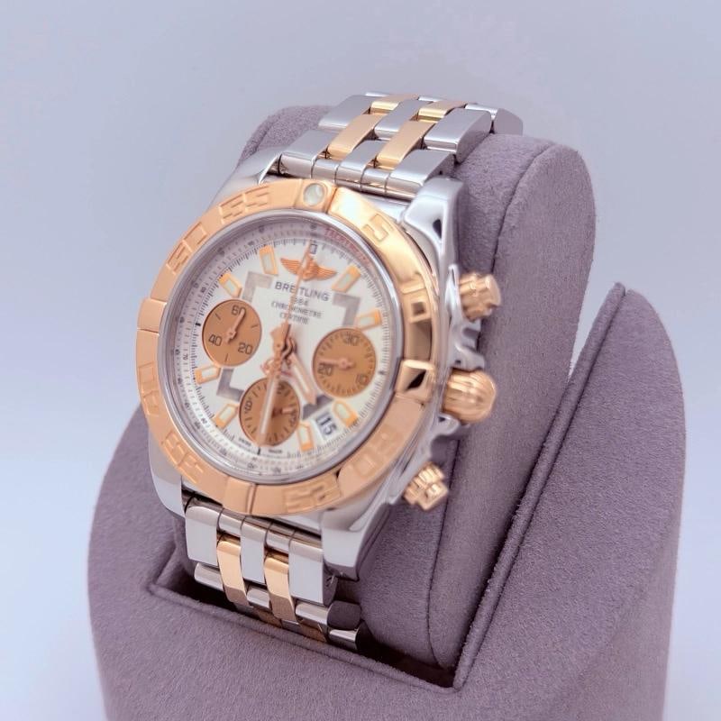 Breitling Chronomat 41 CB014012 Silver Dial 18K Rose Gold Steel Box Papers - 3