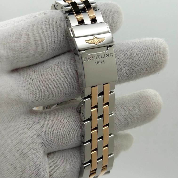 Breitling Chronomat 41 CB014012 Silver Dial 18K Rose Gold Steel Box Papers - 7