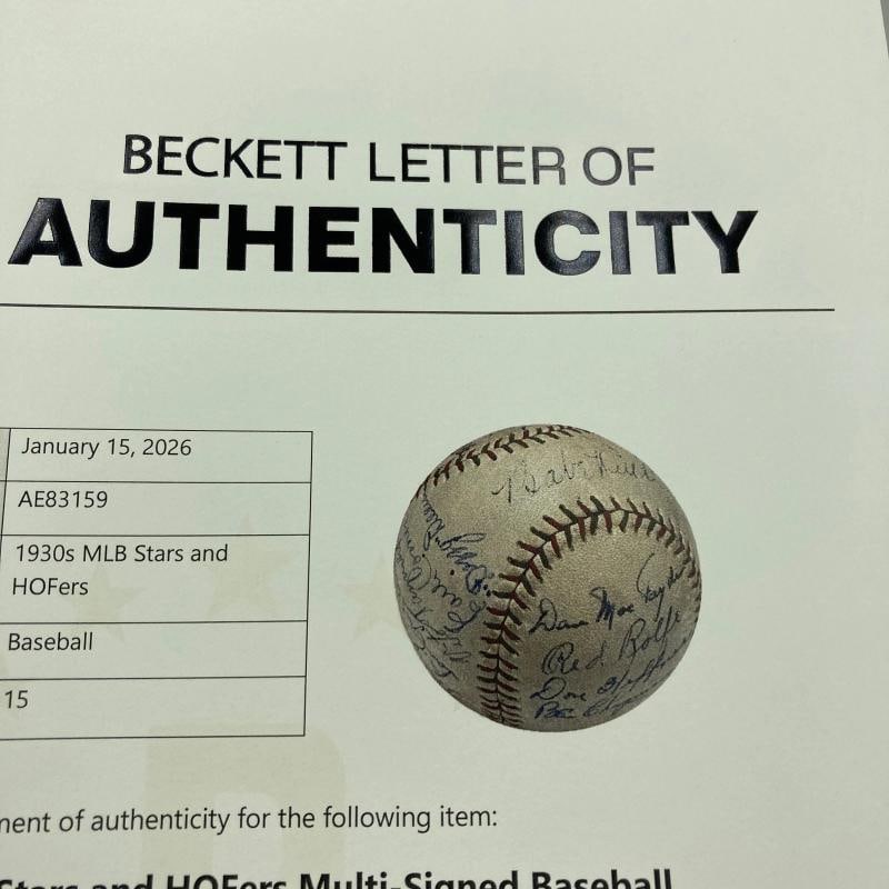 Beautiful Babe Ruth & Lou Gehrig Hall Of Fame Multi Signed Baseball PSA DNA - 13