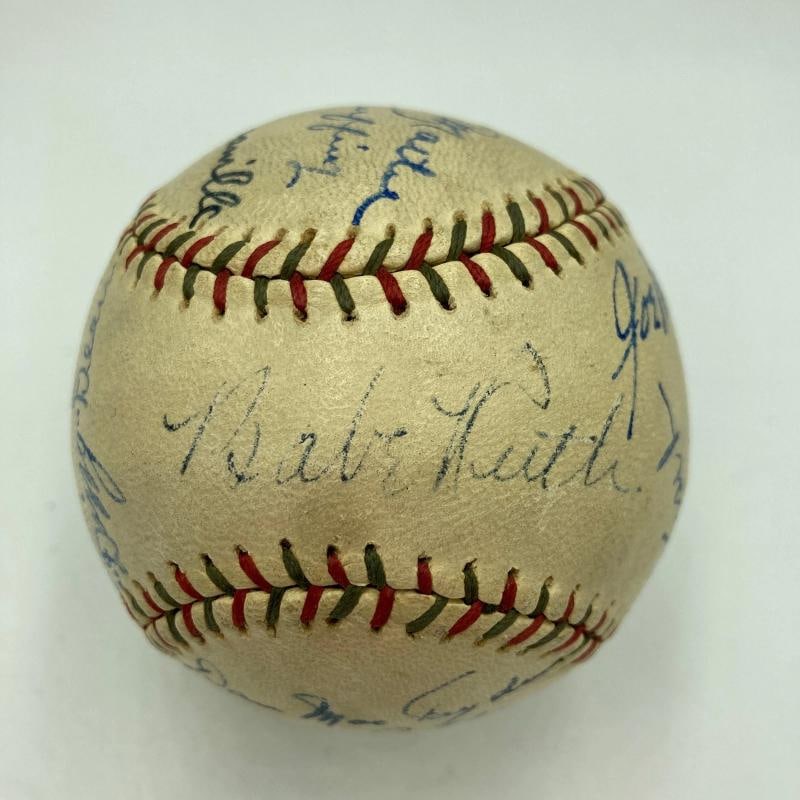 Beautiful Babe Ruth & Lou Gehrig Hall Of Fame Multi Signed Baseball PSA DNA - 2