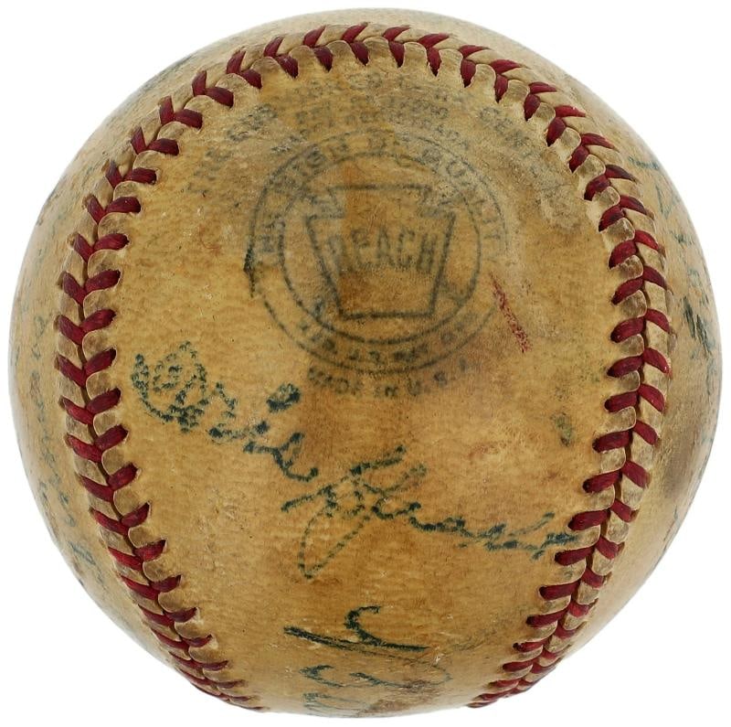 Babe Ruth, Honus Wagner, Abbott & Costello Signed Baseball Beckett COA - 3