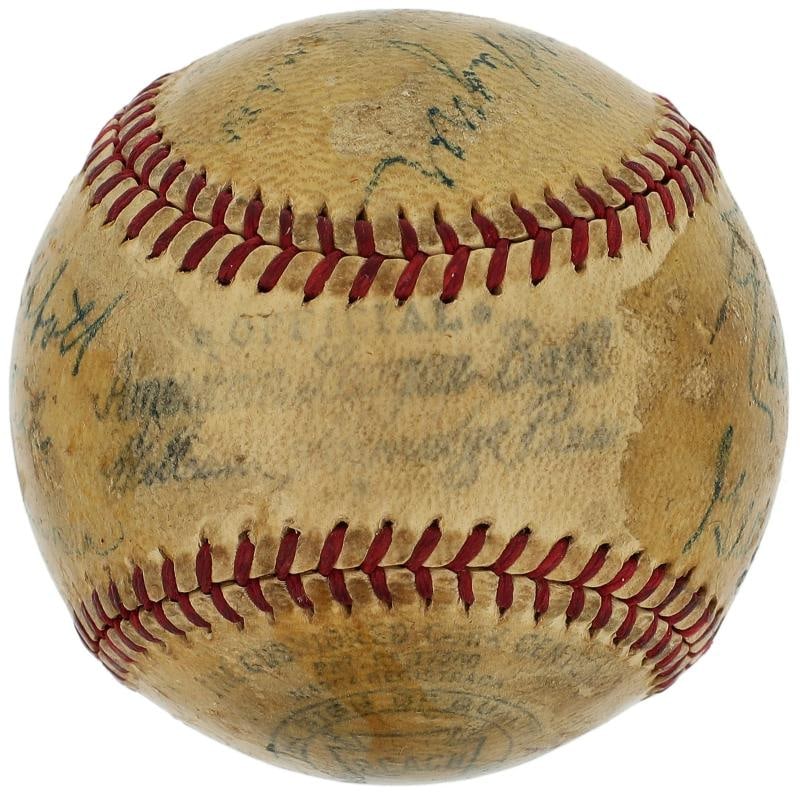 Babe Ruth, Honus Wagner, Abbott & Costello Signed Baseball Beckett COA - 4
