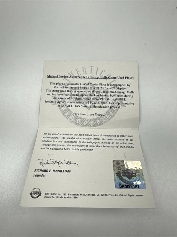 Beautiful Michael Jordan Signed Bulls Game Used Floor Display UDA & Beckett COA - 7