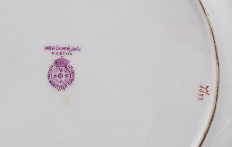 13 Royal Worcester Heavy Raised Paste Gold & Pink Dessert Plates Made for Shreve - 4